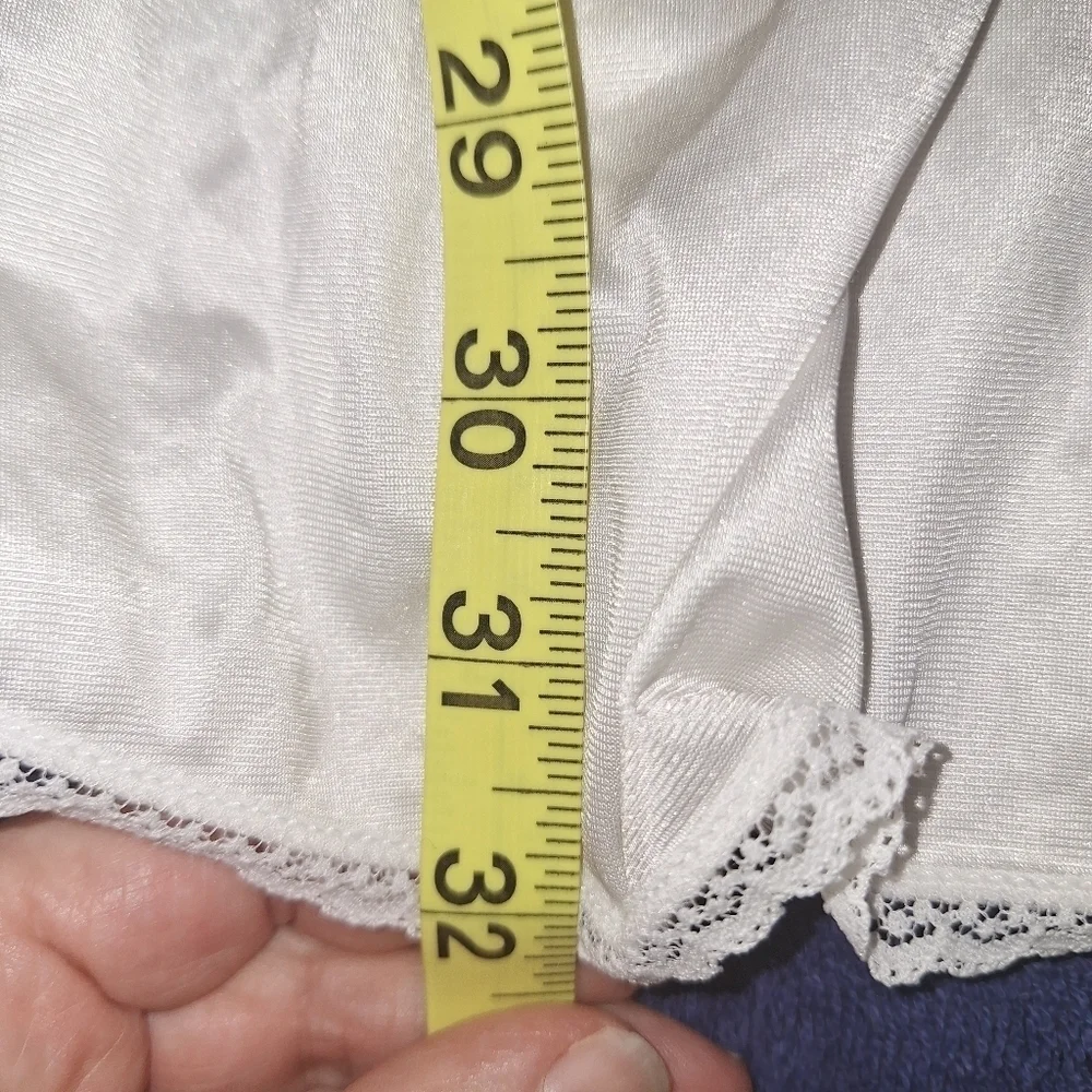 Vanity Fair White Satin Slip Skirt Large With Slit Vintage